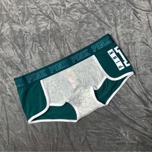 NWT Victoria’s Secret PINK Rare Logo Boyshort Shortie Panties Green/Grey Medium